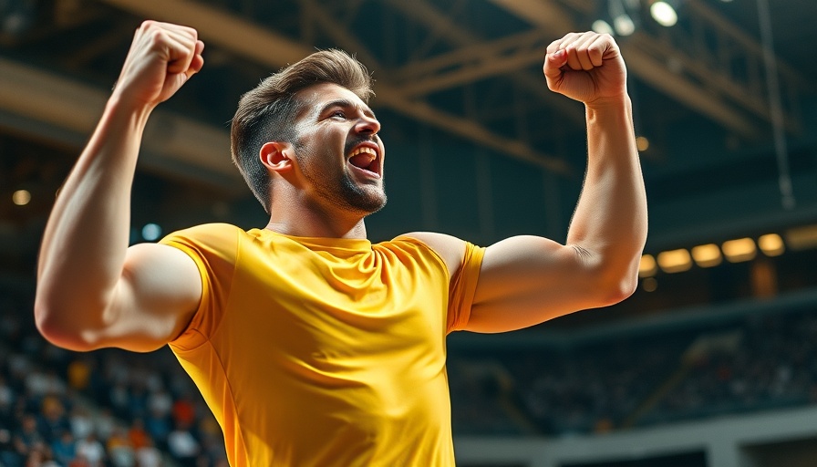 CrossFit competitor celebrating victory at competition.