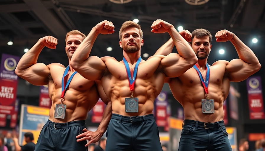 2025 Arnold Classic Amateur Results with bodybuilders flexing on stage.