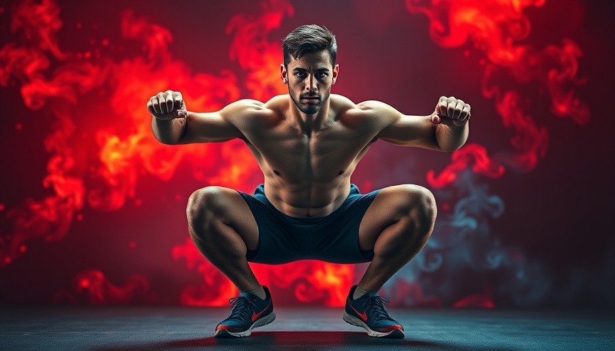 Man demonstrating fitness training alternatives to sissy squats in dynamic fiery setting.