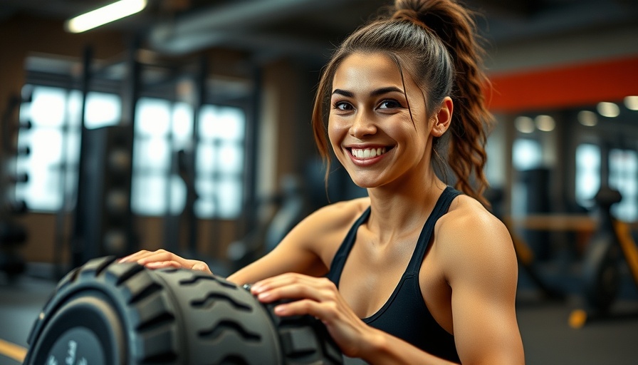 Woman using foam roller in gym for workout plan.