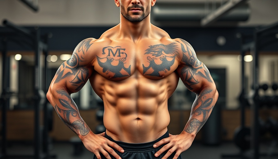 Muscular man in gym showing results of push pull legs workout.
