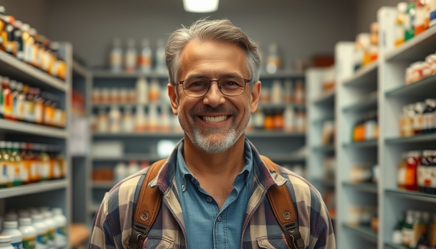 Smiling man discussing candida treatment and healthy lifestyle.