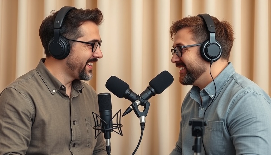 Men podcasting with headphones and microphones, engaging conversation.