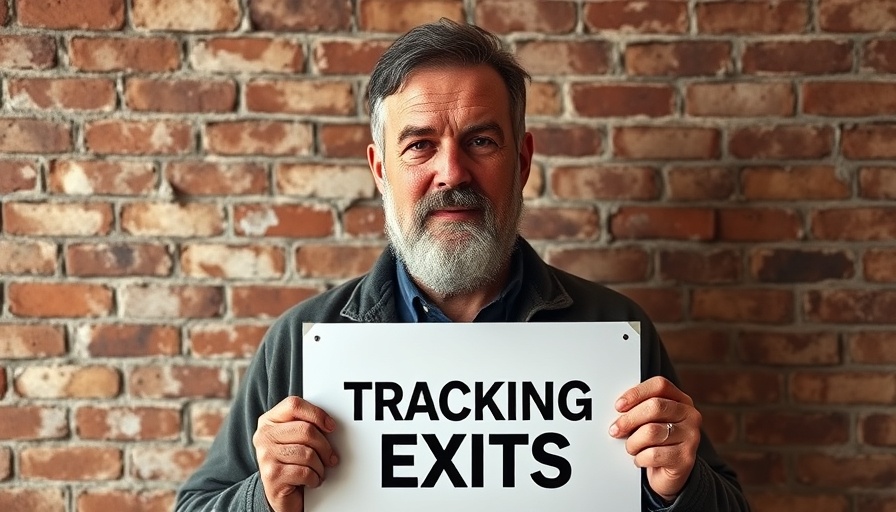Man holding sign discussing gym metric tracking indoors.