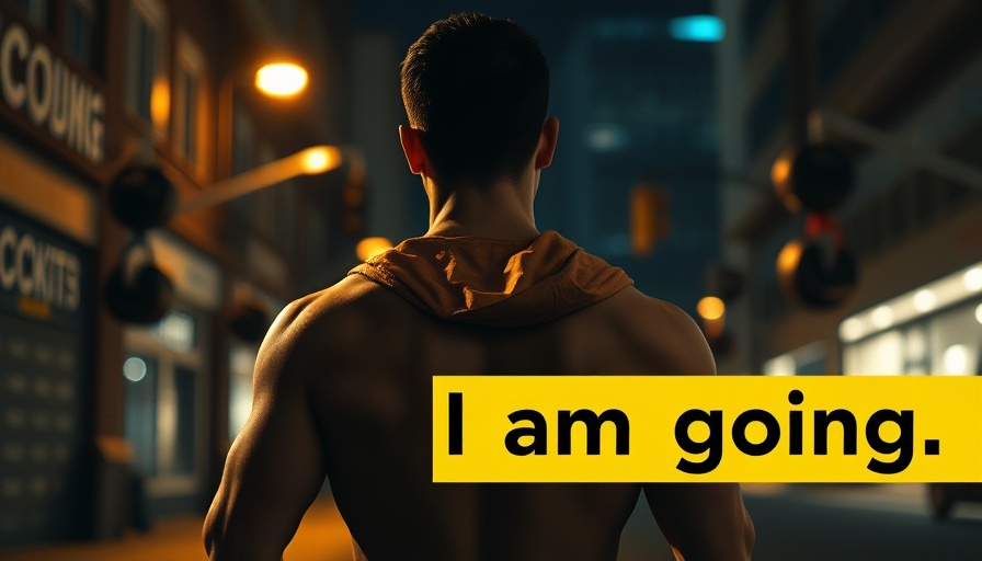 Determined individual in urban setting, commitment to strength training.