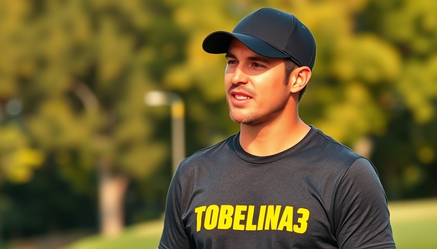 Casual man in golf attire outdoors discussing, warm sunlight.