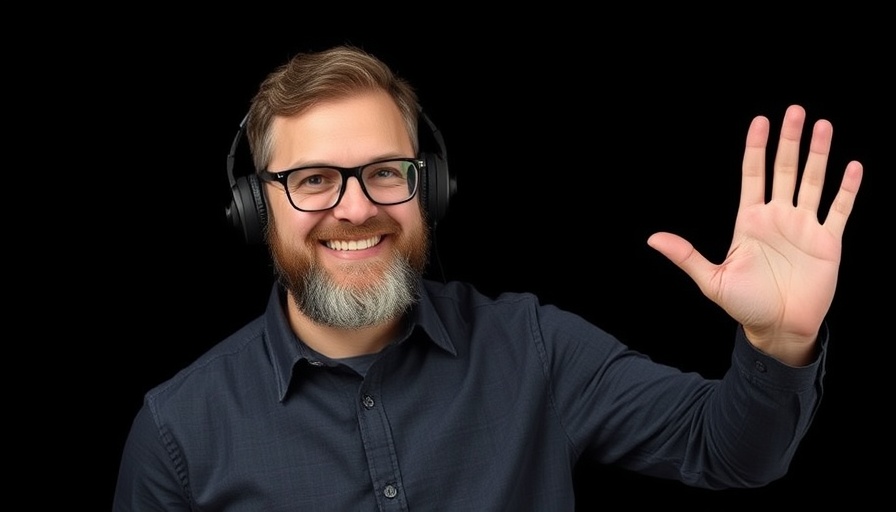 Smiling man with glasses and headphones, humility in fitness coaching.