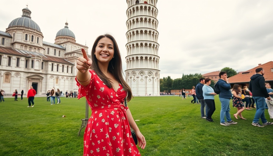 Woman enjoying Disney cruise Mediterranean travel at Pisa.