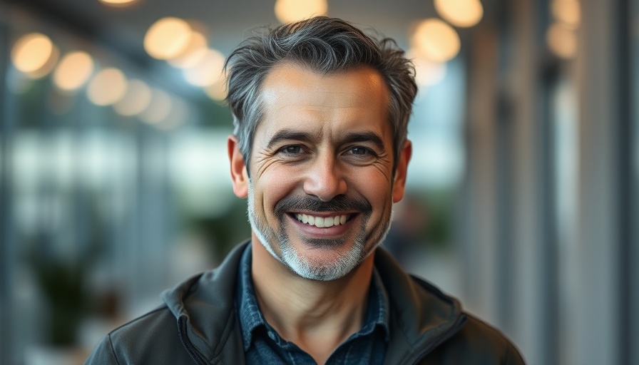 Healing Power of Water podcast image with confident man smiling in a softly lit room.