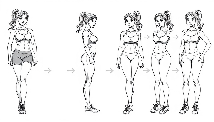 Illustration showing 10-day fitness transformation for a 30-minute weight loss workout.