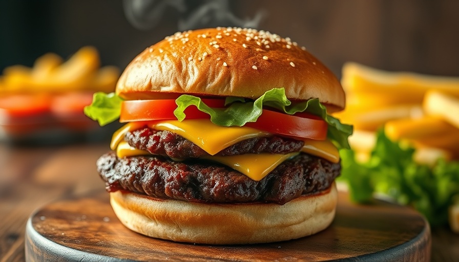 Gourmet burger showcased for Smashed Burger Week with fresh ingredients.