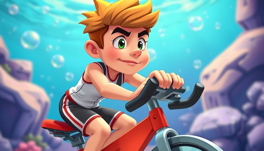Animated character exercising vigorously, illustrating muscle loss while dieting