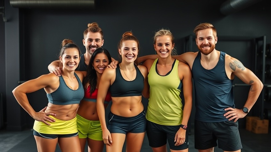 Group of happy fitness athletes celebrating their success together.