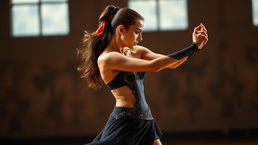 Professional fitness female athlete showcasing her ballroom dance skills.