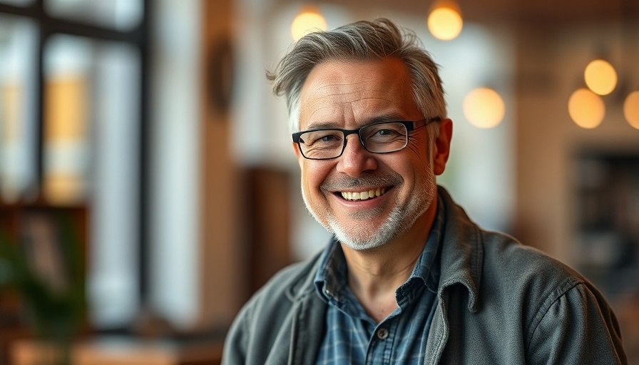 Understanding first dates: smiling man indoors, casual setting.