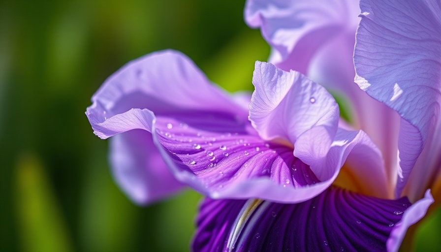 Stunning close-up of a purple iris flower, showcasing gardening tips.