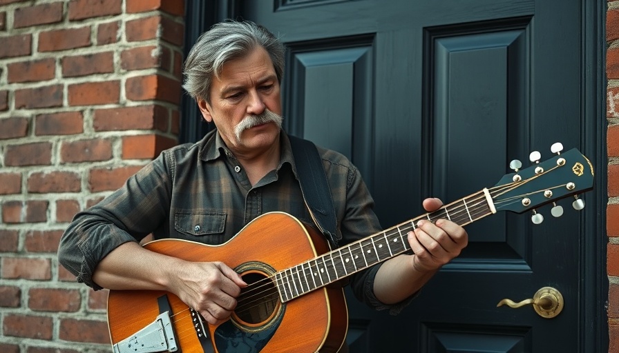 Middle-aged man playing guitar, reminiscent of lost manuscript era.