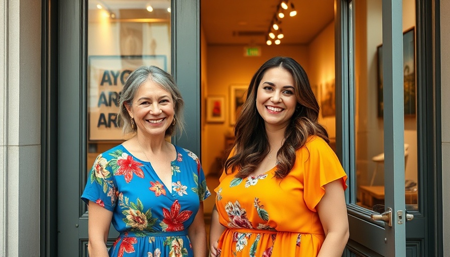 Warm welcome at an art gallery with smiling hosts.