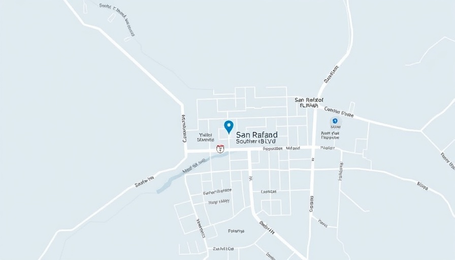 Map highlighting location in San Rafael showing streets and landmarks related to vehicle crash.