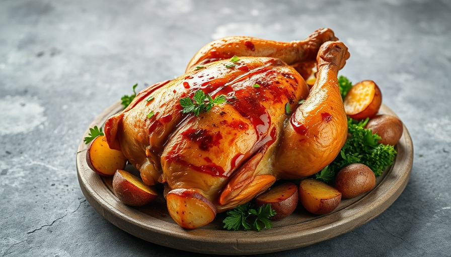Hoisin Honey Roast Chicken Recipe on stone plate.