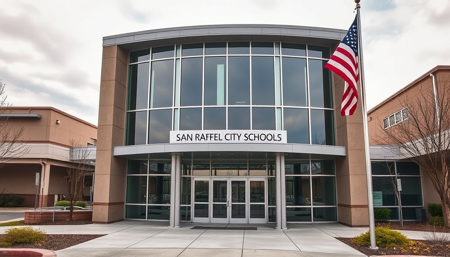 San Rafael City Schools District Office entrance, suburban local news scene.