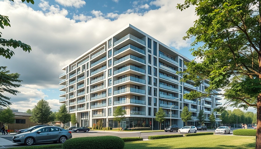 Modern affordable housing building in a flood-prone area.