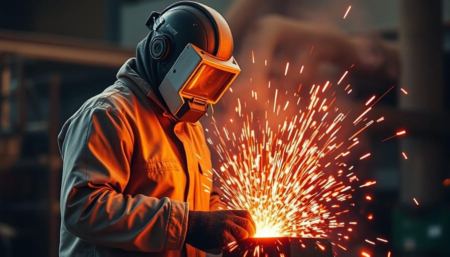 Metallurgist managing molten metal with sparks flying. EU trade measures context.