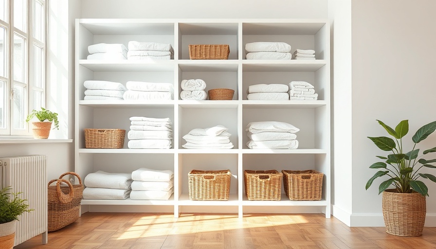 Organized home shelving with linens and baskets, Home Selling Tips for Spring.