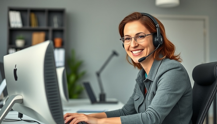 Middle-aged woman enjoying a remote job over 50 in a modern office.