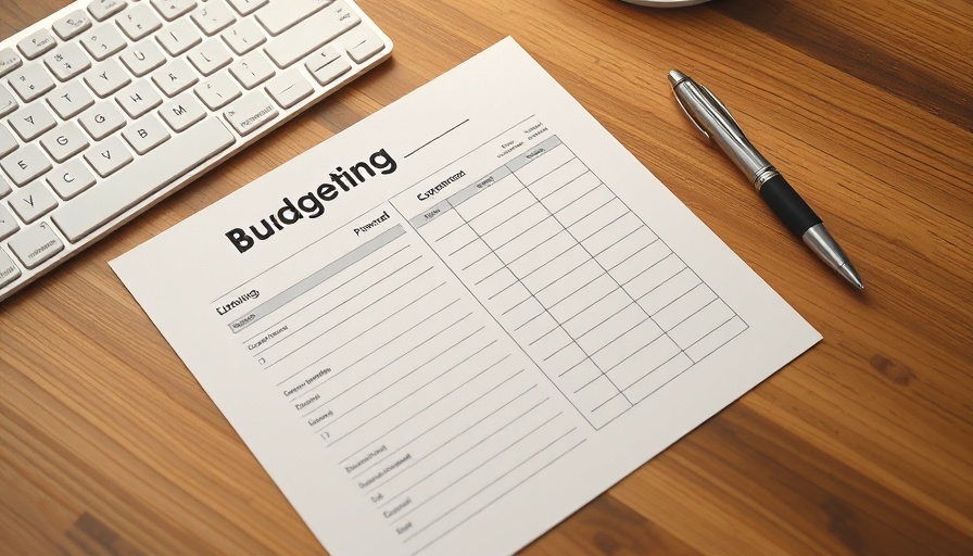 Monthly budget sheet next to keyboard, representing budgeting during inflation.