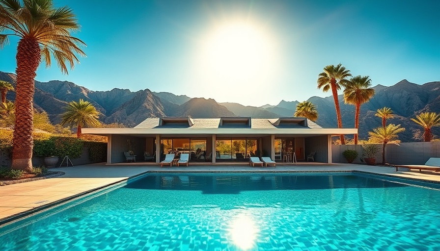 Mary Martin Palm Springs home with pool and palm trees.