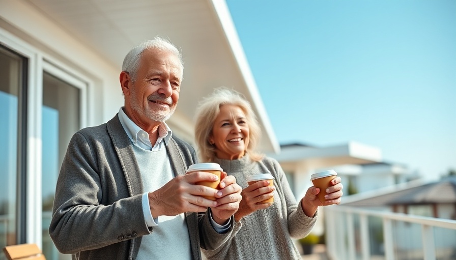 Elderly couple reflecting on reverse mortgages Canada from a balcony.