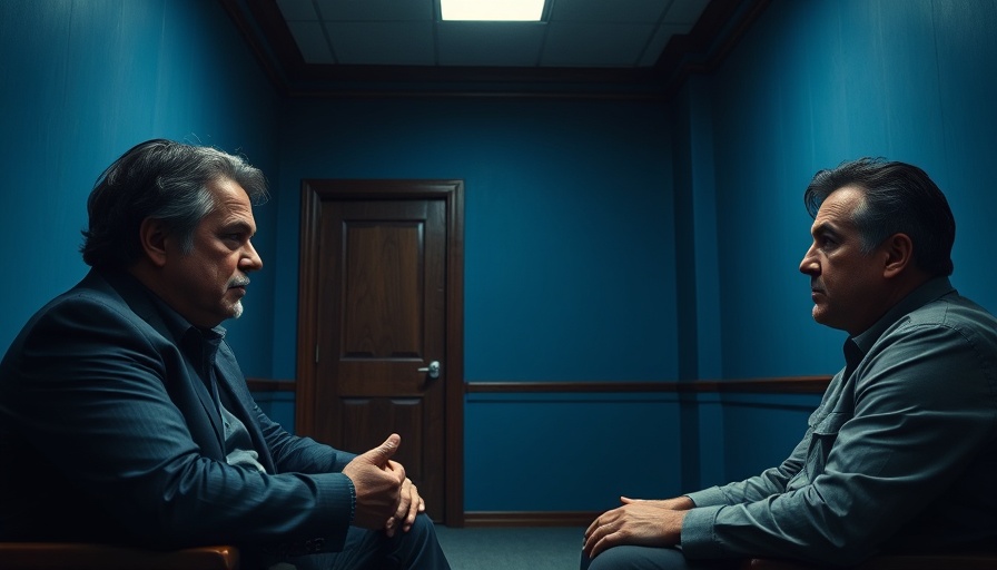 Gritty streaming series scene in interrogation room
