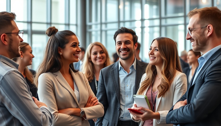 Business professionals networking at Bay Area tourism conference.