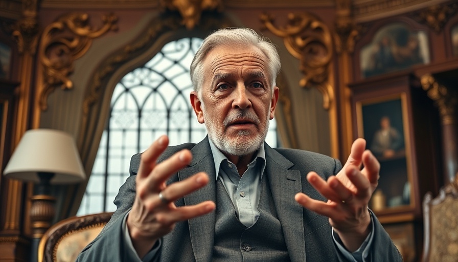 Politician speaking in an ornate office, luxurious decor.