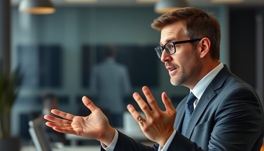 Confident business executive discussing Microsoft antitrust investigation.