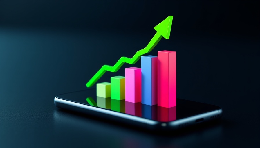 3D bar chart and arrow illustrating financial growth
