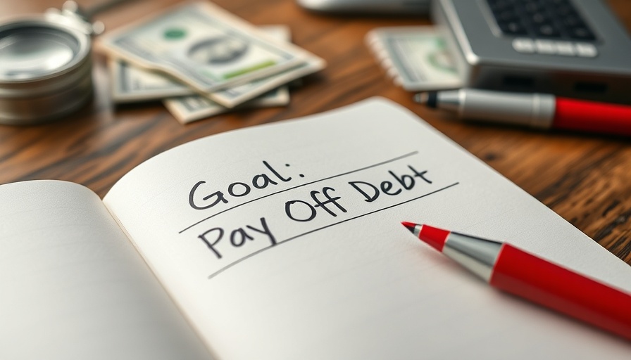 Debt repayment strategies goal written in notebook with marker.