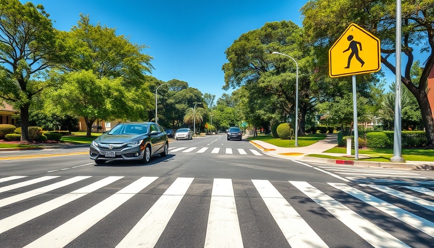 Marin school route projects funding scene with crossing and cars.
