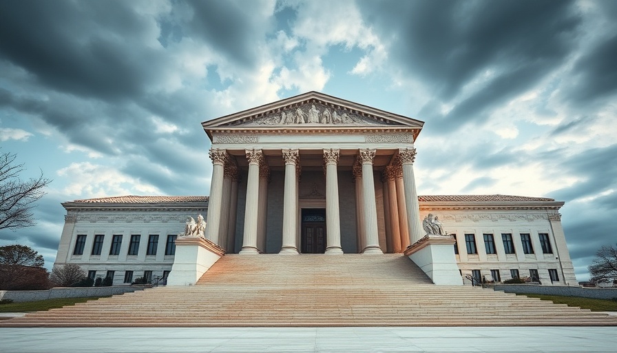The Supreme Court building under a dramatic sky related to birthright citizenship restrictions.