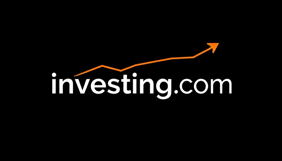 Investing.com logo on black background with trend line.