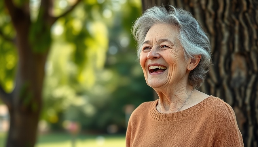 Smiling older woman enjoying outdoor retirement expectations.