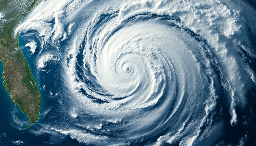 Massive hurricane in satellite view showcasing swirling clouds.
