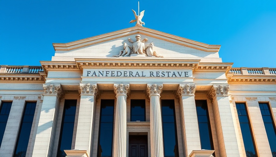 Stately Federal Reserve building symbolizing Fed interest rates impact on business financing.
