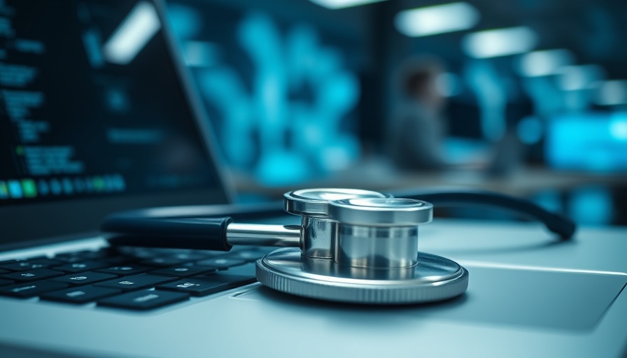 Stethoscope on laptop keyboard symbolizing healthcare tech and SMB cyber impact.