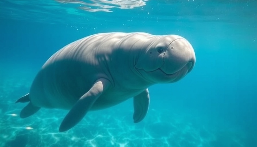 Dugong swimming in clear blue ocean highlighting seagrass loss in Thailand.