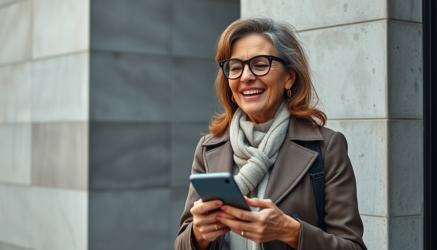 2025 tax brackets for retirees: Joyful senior woman with smartphone outdoors.