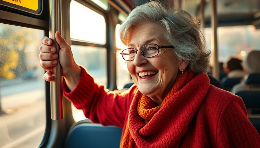 Older woman on bus in winter attire for RRIF withdrawals.