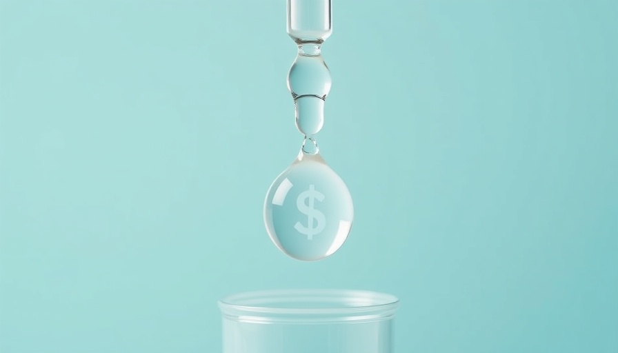 Glass pipette with dollar drop over beaker, indicates business startup funding.