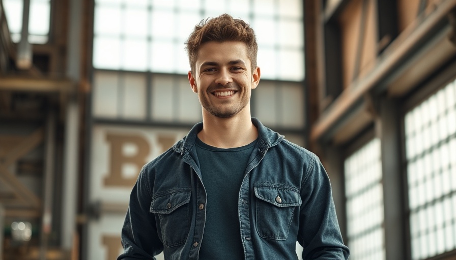 Confident young man in urban setting, business startup funding concept.